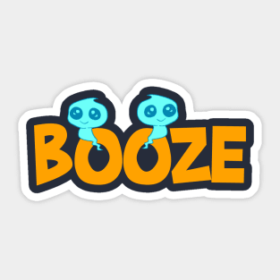 Boo-ze cute ghost cartoon blue orange typography Sticker